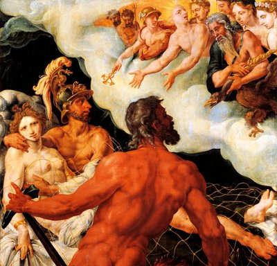 Mars et Vénus piégés dans le filet de Vulcain - Maerten van Heemskerck