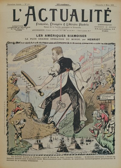 Caricature sur la construction du canal de Panama et la couverture médiatique qui l