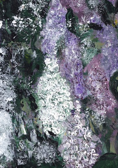 Peinture abstraite représentant des lilas - Maira Ribena