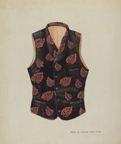 Gilet en velours brodé, vers 1937 - Majel G. Claflin