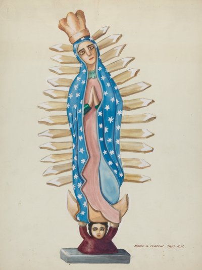 Santo en bois de Guadalupe ou Bulto - Majel G. Claflin