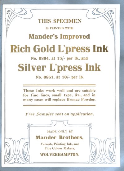 Publicité des frères Mander, 1919 - Mander Brothers