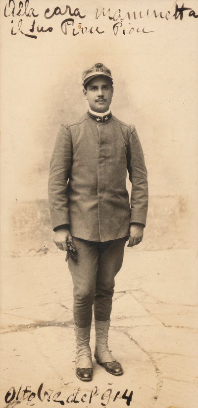 Carte postale avec caporal du 50e Régiment. Infanterie, élève officier complémentaire - Mangini Mangini