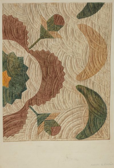 Couvre-lit appliqué et matelassé, vers 1938 - Manuel G. Runyan