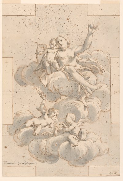 Motif pour un plafond, Vénus, Cupidon et Putti - Marc Antonio Franceschini