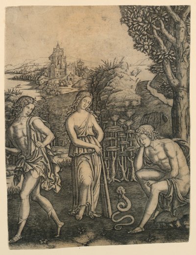 Serpent parlant à un jeune homme - Marc Antonio Raimondi
