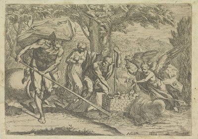 Romulus et Remus trouvés par Faustulus et Louve - Marcantonio Bellavia