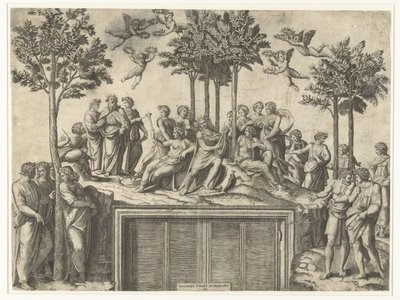 Apollon et les muses sur le mont Parnasse - Marcantonio Raimondi