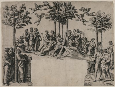 Apollon sur le Parnasse, vers 1517-1520 - Marcantonio Raimondi