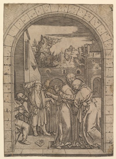 Joachim embrassant Sainte Anne sous la porte dorée à Jérusalem, d