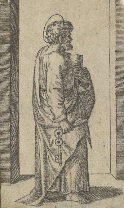 Saint Pierre, clés dans la main droite, livre dans la main gauche, tourné vers la droite, de la série 
