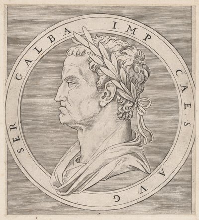 Speculum Romanae Magnificentiae : Galba, des Douze Césars, vers 1500-1534 - Marcantonio Raimondi