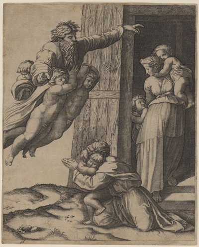 Dieu Apparaissant à Noé - Marcantonio Raimondi after Raphael