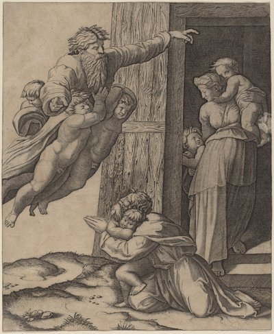 Dieu Apparaissant à Noé - Marcantonio Raimondi after Raphael