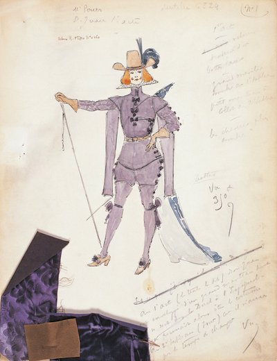 France, Paris, croquis de costume pour Don Giovanni pour la représentation de Don Giovanni ou le libertin puni, à l