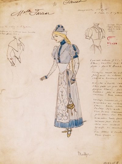 Margherita, croquis de costume pour Faust par Charles Gounod, créé par Multzer - Marcel Multzer