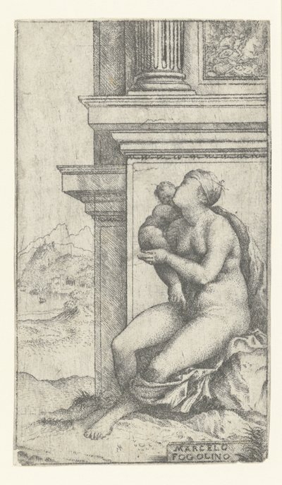 Femme avec enfant assise près d