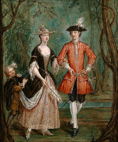 Dame et gentilhomme avec un page, vers 1750-1755 - Marcellus Laroon the Younger