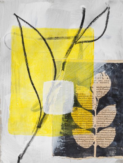 Collage avec Calla et feuilles, 2024 (mixed media) - Marco Campedelli