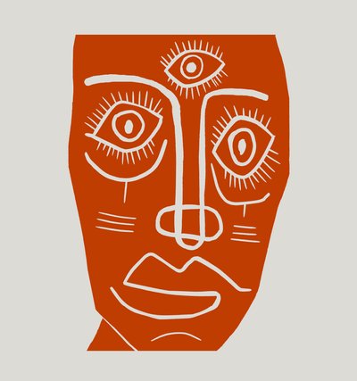 Masque, 2023 (linoléum sur papier) - Marco Campedelli