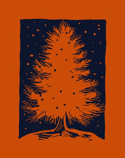Arbre de Noël rouge, 2023 (linoléum sur papier) - Marco Campedelli