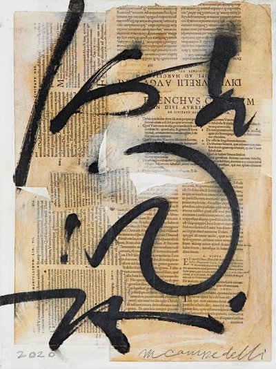 Texto #07, 2020 (collage, techniques mixtes sur toile) - Marco Campedelli
