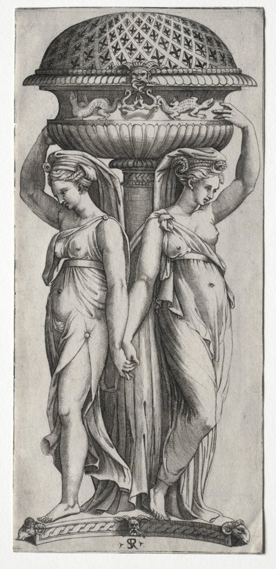 La Cassollette : Femmes Soutenant une Urne, c. 1520-27 - Marco Dente