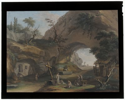 Paysage montagneux avec des moines - Marco Ricci