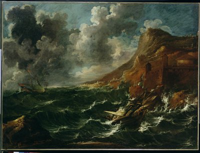 Navires dans une tempête, vers 1705-08 - Marco Ricci