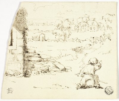 Paysage avec garçon au premier plan - Marcus Stone