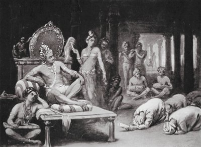 Vikramanka Chalukhya envoie une lettre amicale à Kulottunga Chola (litho) - Margaret (after) Dovaston