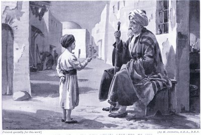 Ferdusi (941-1020 ap. J.-C.) entend ses propres vers lui être répétés (litho) - Margaret Dovaston