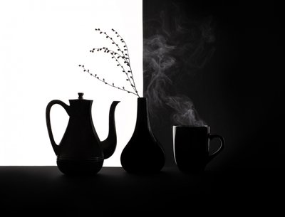 Nature morte au café noir et blanc - Margareth Perfoncio