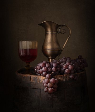 Nature morte rustique avec du vin - Margareth Perfoncio