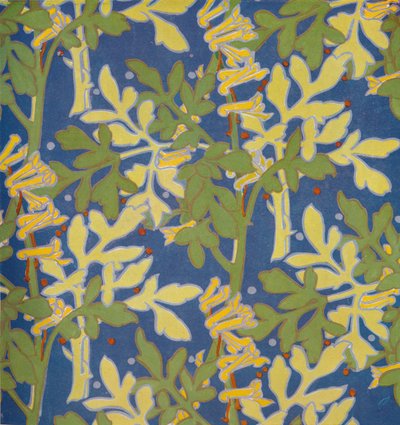 Design pour soie imprimée en bloc - Margery Tomlin
