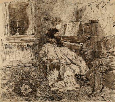Cecilia de Madrazo jouant du piano - Marià Fortuny Marsal