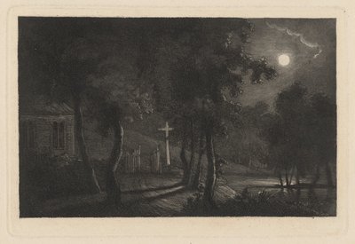Chapelle au bord du lac au clair de lune - Maria Anna Fischer