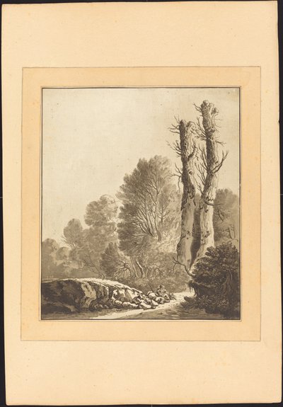 Paysage avec deux arbres - Maria Catharina Prestel after Herman Saftleven