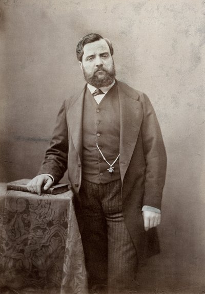 Portrait en trois-quarts du peintre Thomas Couture, avec moustache et barbe épaisse - Marie Alexandre Alophe