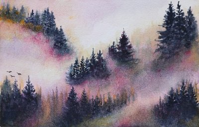 Forêt brumeuse colorée - Marina Kozyr