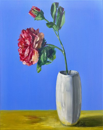 Fleur rouge, nature morte bleue - Marina Kozyr