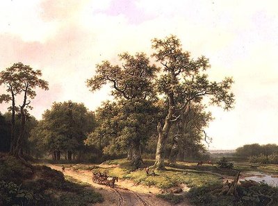 Paysage boisé avec paysans - Marinus Adrianus Koekkoek