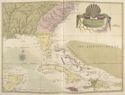 Carte de la Caroline, de la Floride et des Îles Bahamas - Mark Catesby