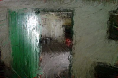 Série de chalets irlandais - porte verte (techniques mixtes) - Mark Gordon