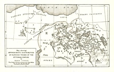 Carte montrant la distribution approximative des tribus kurdes de l