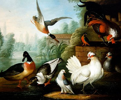 Paysage avec poules, canards et martin-pêcheur - Marmaduke Craddock