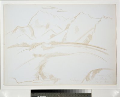 Paysage de montagne avec clocher d