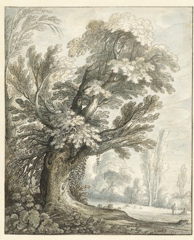 Paysage avec un grand arbre - Marten de Cock