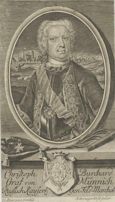 Portrait du comte Burkhard Christoph von Münnich 1683-1767, vers 1730 - Martin Bernigeroth