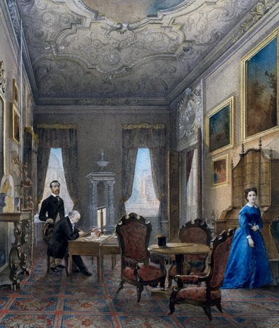 Intérieur vénitien, aquarelle de Don Martin (actif en 1896), Italie - Martin Don